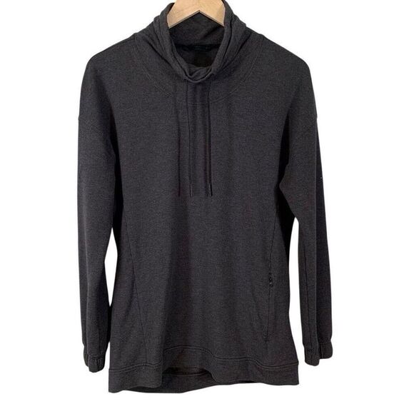 Lululemon Sweater Women 8 Gray Pullover Funnel Neck Long Sleeve Zip Pocket - Picture 1 of 7